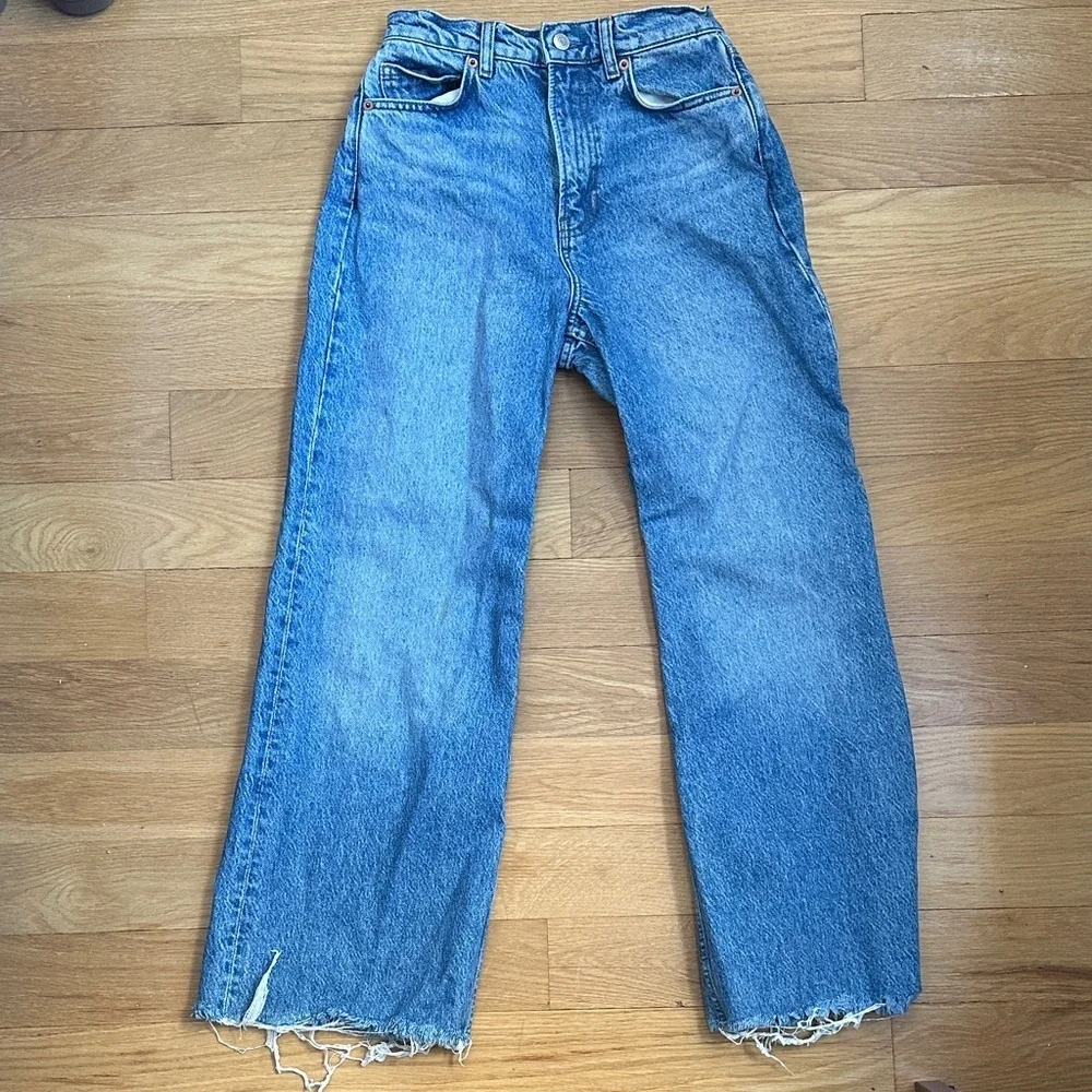 Reformation Cary High Rise Slouchy Wide Leg Jeans - Size 24 - with frayed hem